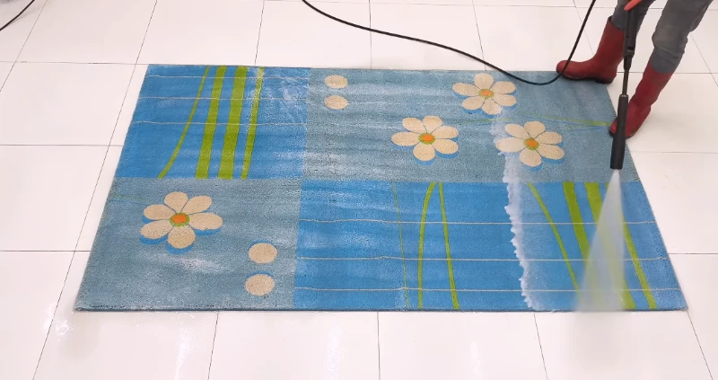 Floral area rug clean and bright after rinse extraction